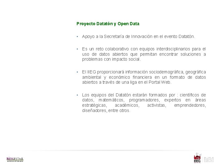 Proyecto Datatón y Open Data • Apoyo a la Secretaría de Innovación en el
