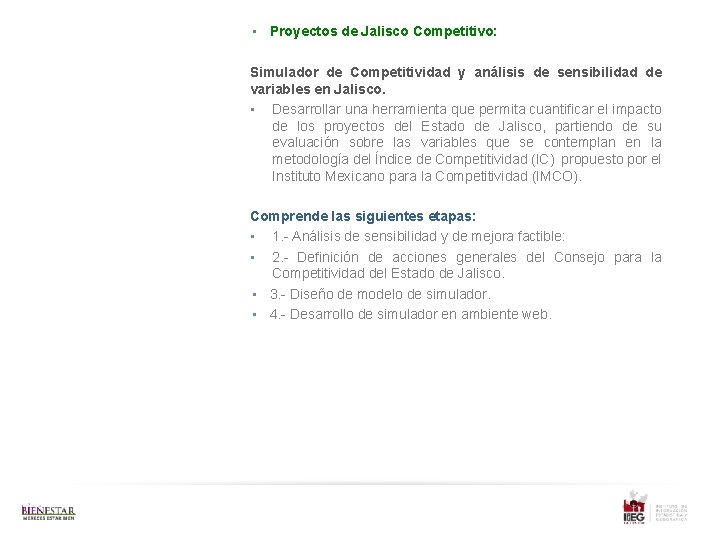  • Proyectos de Jalisco Competitivo: Simulador de Competitividad y análisis de sensibilidad de