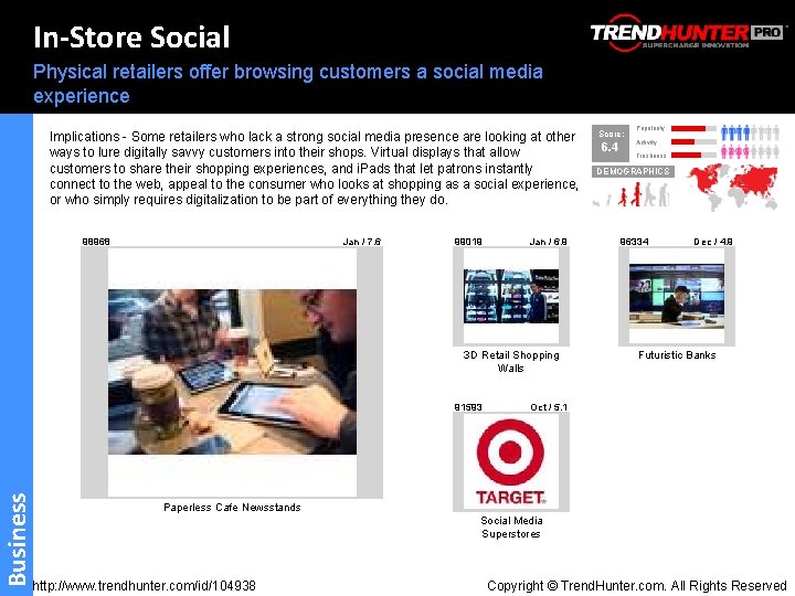In-Store Social Physical retailers offer browsing customers a social media experience Implications - Some