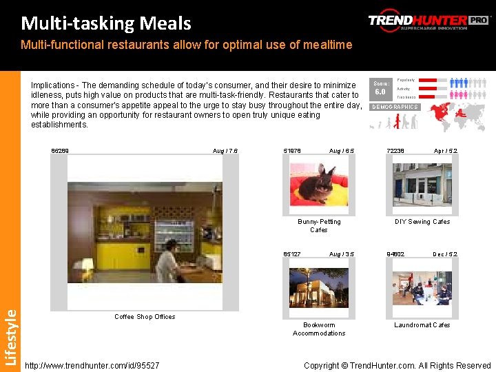 Multi-tasking Meals Multi-functional restaurants allow for optimal use of mealtime Implications - The demanding