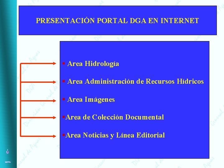 PRESENTACIÓN PORTAL DGA EN INTERNET § Area Hidrología § Area Administración de Recursos Hídricos