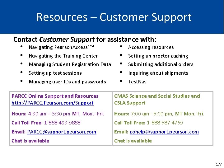 Resources – Customer Support Contact Customer Support for assistance with: • Navigating Pearson. Accessnext