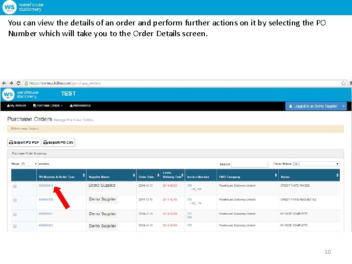 You can view the details of an order and perform further actions on it