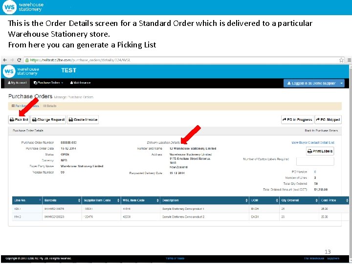 This is the Order Details screen for a Standard Order which is delivered to