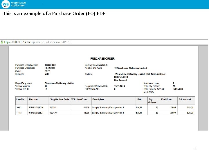 This is an example of a Purchase Order (PO) PDF 9 