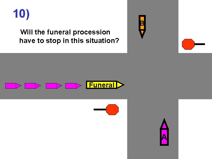 10) B Will the funeral procession have to stop in this situation? Funeral A