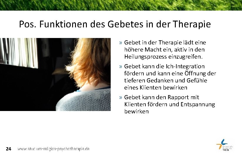 Pos. Funktionen des Gebetes in der Therapie » Gebet in der Therapie lädt eine