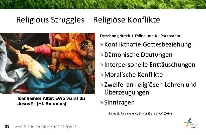 Religious Struggles – Religiöse Konflikte Forschung durch J. Exline und K. I Pargament Isenheimer