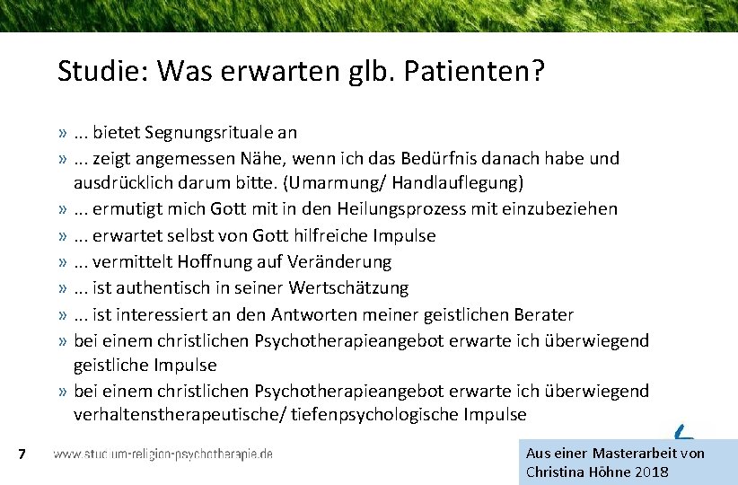 Studie: Was erwarten glb. Patienten? » . . . bietet Segnungsrituale an » .