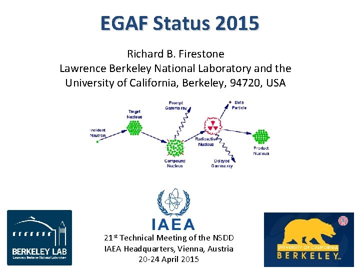 EGAF Status 2015 Richard B. Firestone Lawrence Berkeley National Laboratory and the University of