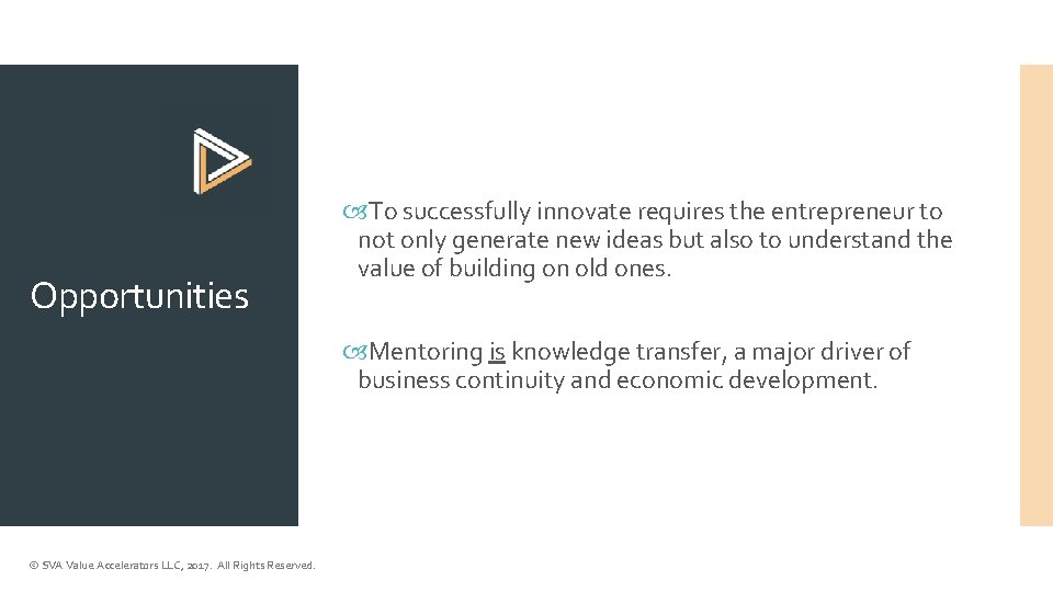 Opportunities To successfully innovate requires the entrepreneur to not only generate new ideas but