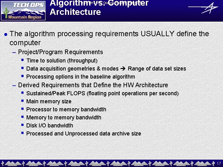 Algorithm vs. Computer Architecture ASU MAT 591: Opportunities in Industry! l The algorithm processing