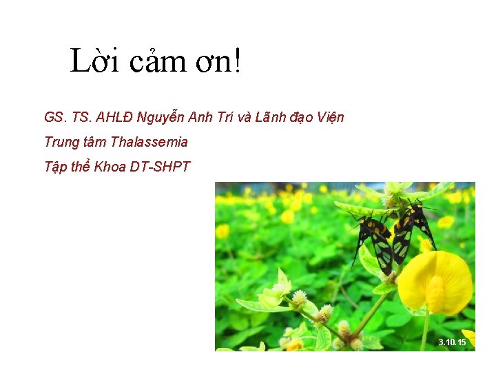 Lời cảm ơn! GS. TS. AHLĐ Nguyễn Anh Trí và Lãnh đạo Viện Trung