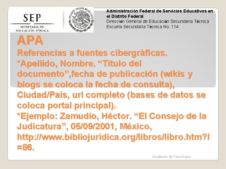 Administración Federal de Servicios Educativos en el Distrito Federal Dirección General de Educación Secundaria