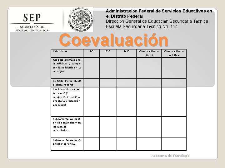 Administración Federal de Servicios Educativos en el Distrito Federal Dirección General de Educación Secundaria