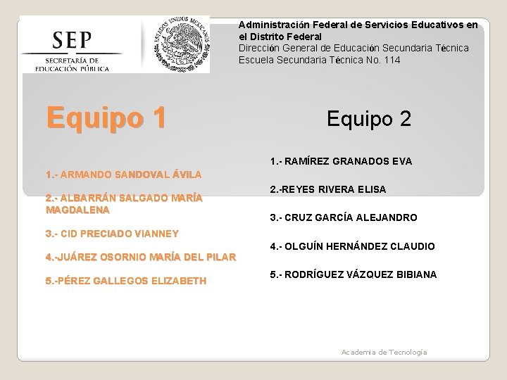 Administración Federal de Servicios Educativos en el Distrito Federal Dirección General de Educación Secundaria