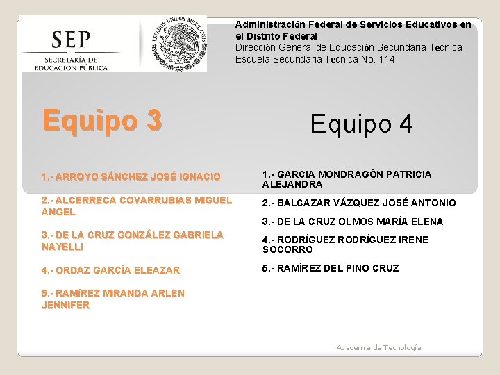 Administración Federal de Servicios Educativos en el Distrito Federal Dirección General de Educación Secundaria