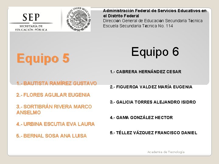 Administración Federal de Servicios Educativos en el Distrito Federal Dirección General de Educación Secundaria