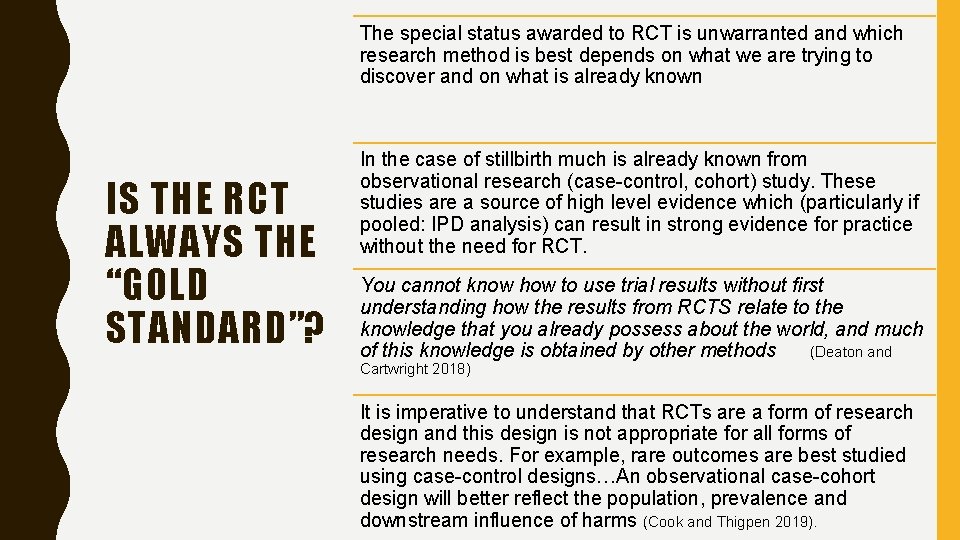 The special status awarded to RCT is unwarranted and which research method is best