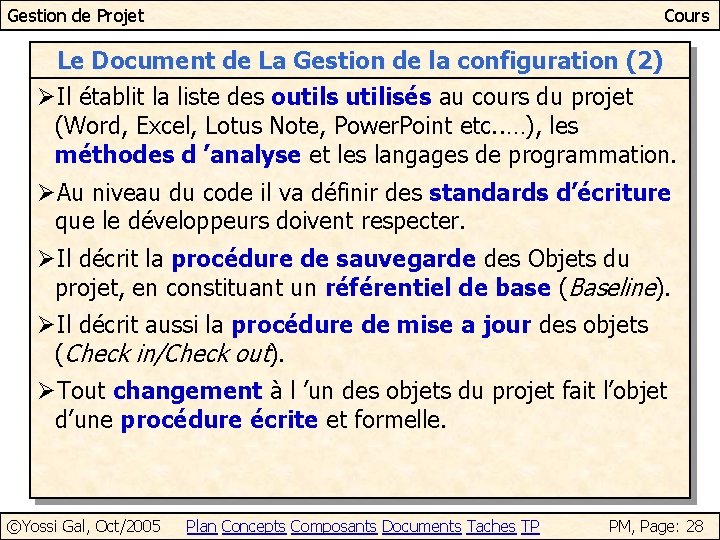 Gestion de Projet Cours Le Document de La Gestion de la configuration (2) ØIl