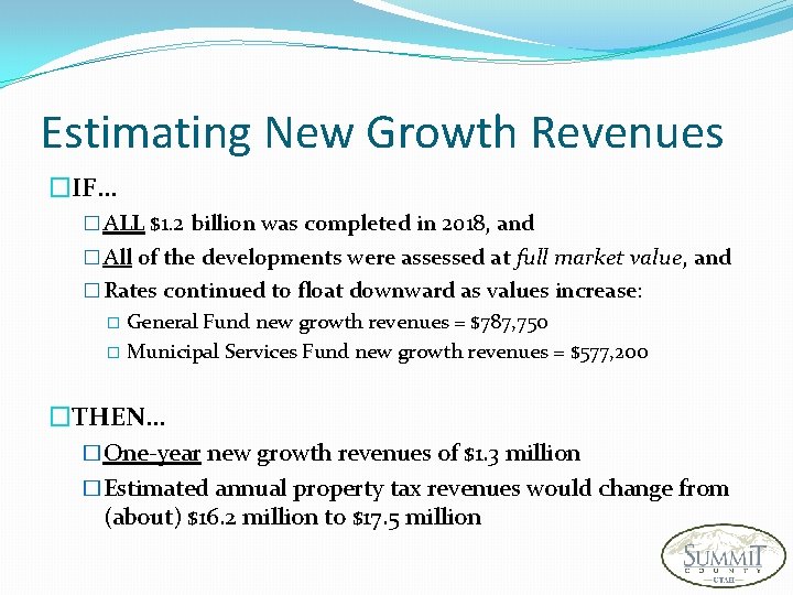 Estimating New Growth Revenues �IF… � ALL $1. 2 billion was completed in 2018,