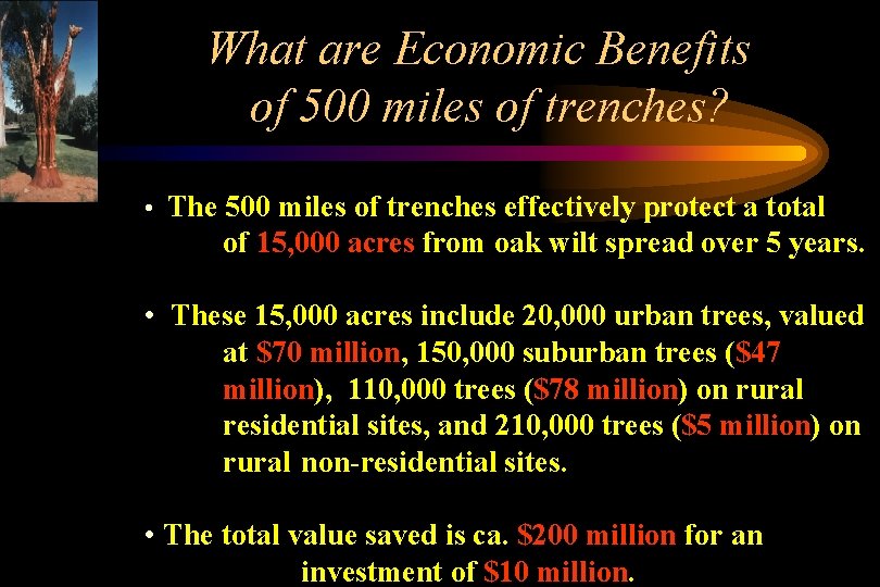 What are Economic Benefits of 500 miles of trenches? • The 500 miles of