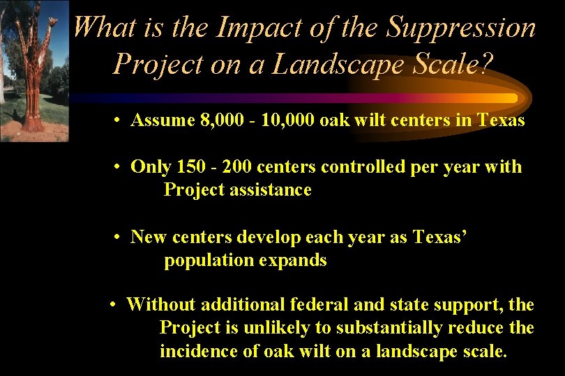 What is the Impact of the Suppression Project on a Landscape Scale? • Assume