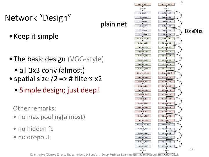 Network “Design” • Keep it simple Res. Net • The basic design (VGG-style) • Network “Design” • Keep it simple Res. Net • The basic design (VGG-style) •