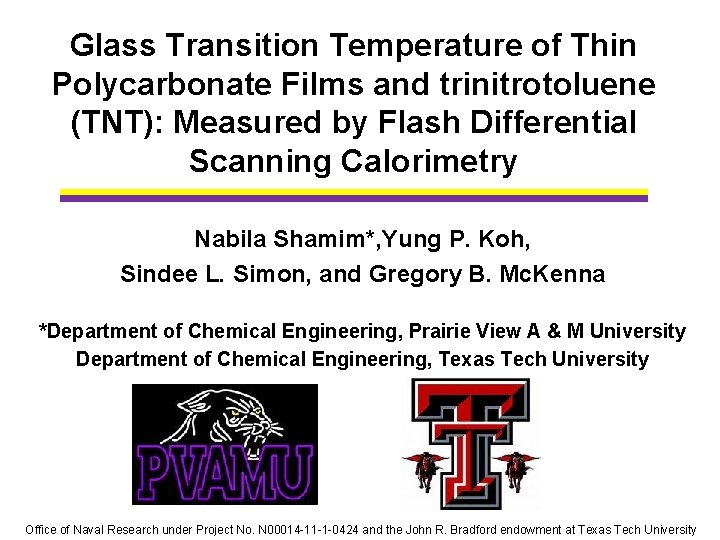Glass Transition Temperature of Thin Polycarbonate Films and trinitrotoluene (TNT): Measured by Flash Differential