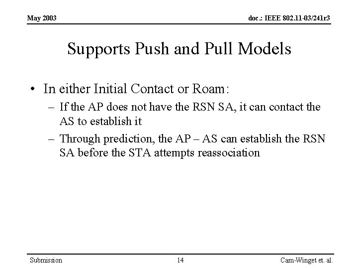 May 2003 doc. : IEEE 802. 11 -03/241 r 3 Supports Push and Pull