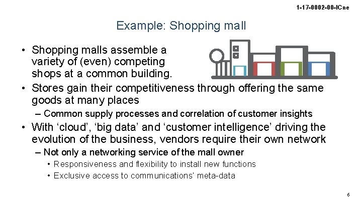 1 -17 -0002 -00 -ICne Example: Shopping mall • Shopping malls assemble a variety