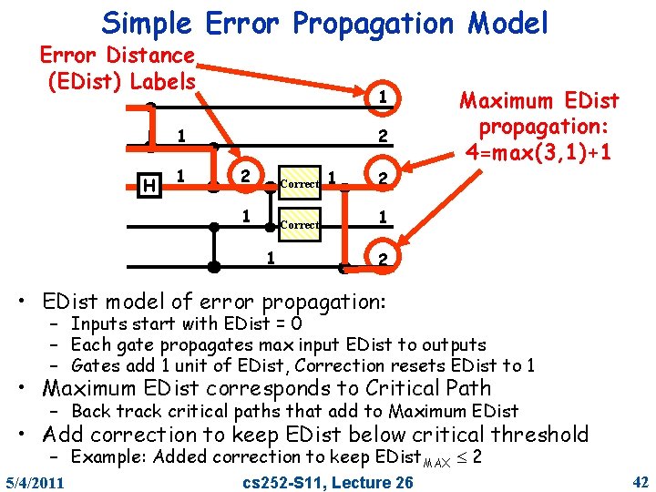 Simple Error Propagation Model Error Distance (EDist) Labels 1 1 H 1 2 2