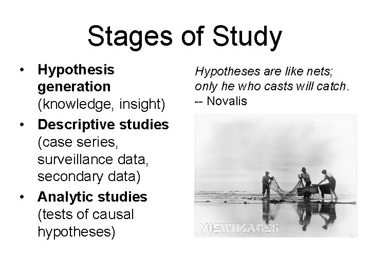 Stages of Study • Hypothesis generation (knowledge, insight) • Descriptive studies (case series, surveillance Stages of Study • Hypothesis generation (knowledge, insight) • Descriptive studies (case series, surveillance