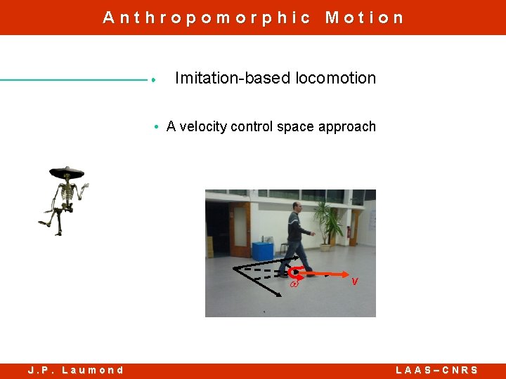 Anthropomorphic Motion Imitation-based locomotion • A velocity control space approach w J. P. Laumond
