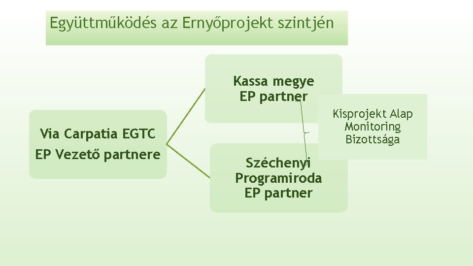 Együttműködés az Ernyőprojekt szintjén Kassa megye EP partner Via Carpatia EGTC EP Vezető partnere