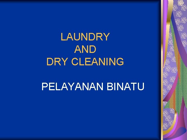 LAUNDRY AND DRY CLEANING PELAYANAN BINATU 