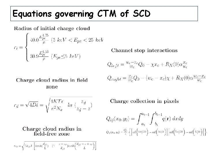 Equations governing CTM of SCD 