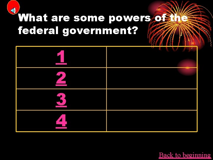 What are some powers of the federal government? 1 2 3 4 Back to