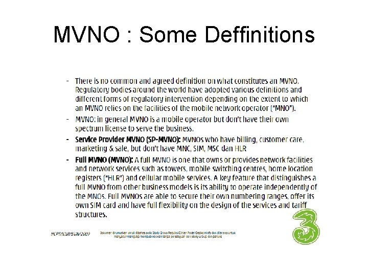 MVNO : Some Deffinitions 