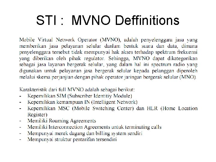 STI : MVNO Deffinitions 