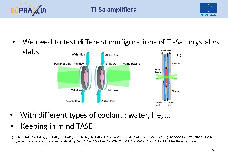 Ti-Sa amplifiers Horizon 2020 • We need to test different configurations of Ti-Sa :