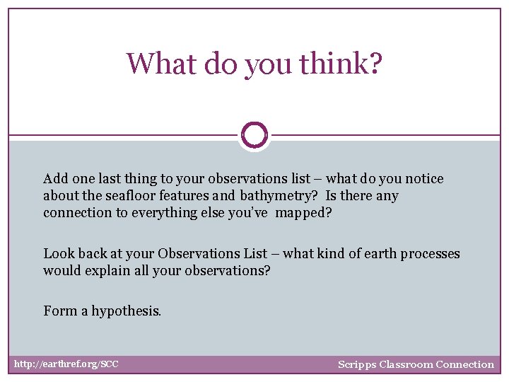 What do you think? Add one last thing to your observations list – what