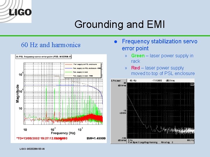 Grounding and EMI 60 Hz and harmonics l Frequency stabilization servo error point »