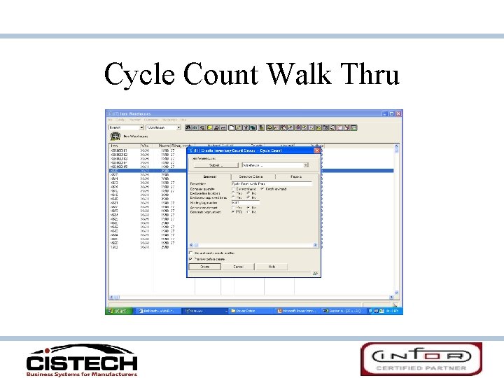 Cycle Count Walk Thru Cycle Count Walk Thru