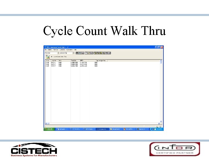 Cycle Count Walk Thru Cycle Count Walk Thru