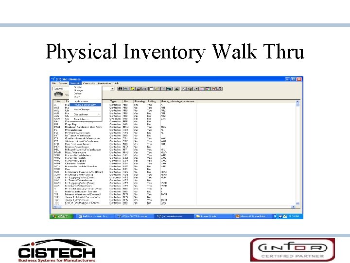 Physical Inventory Walk Thru Physical Inventory Walk Thru