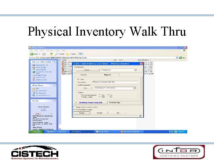 Physical Inventory Walk Thru 