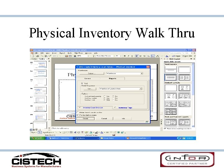 Physical Inventory Walk Thru 