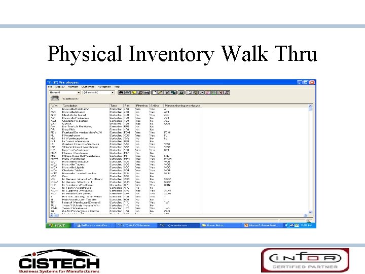 Physical Inventory Walk Thru 