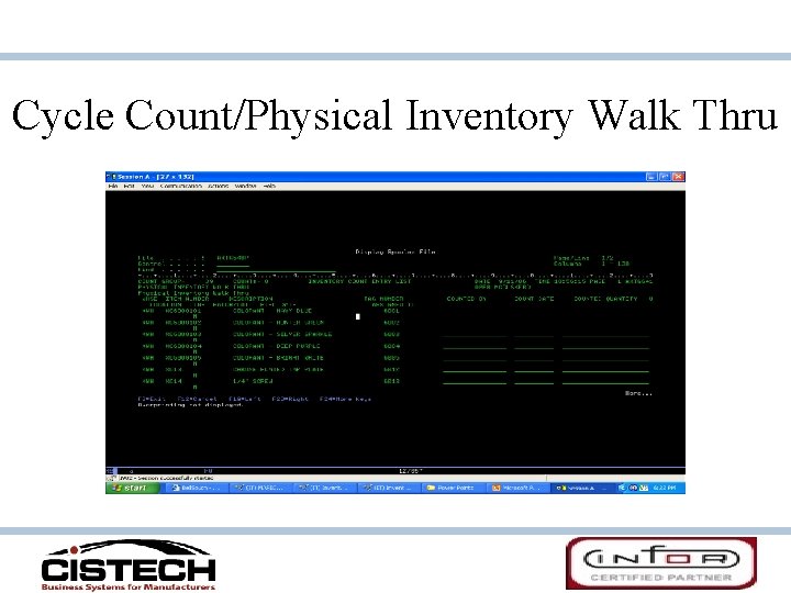 Cycle Count/Physical Inventory Walk Thru Cycle Count/Physical Inventory Walk Thru
